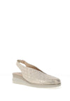 Pitillos Leather Weave Low Wedge Shoes, Gold