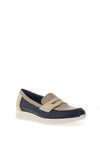 Pitillos Pebbled Leather Slip On Loafers, Navy