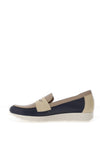 Pitillos Pebbled Leather Slip On Loafers, Navy