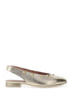 Pitillos Pebbled Leather Sling Back Stud Shoes, Gold