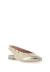 Pitillos Pebbled Leather Sling Back Stud Shoes, Gold