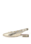 Pitillos Pebbled Leather Sling Back Stud Shoes, Gold
