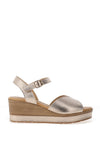 Pitillos Pebbled Leather Wedge Sandals, Gold