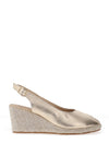 Pitillos Smooth Leather Woven Wedge Shoes, Gold