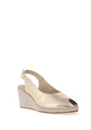 Pitillos Smooth Leather Woven Wedge Shoes, Gold