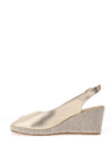 Pitillos Smooth Leather Woven Wedge Shoes, Gold