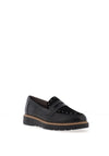 Pitillos Smooth Leather Stud Detail Loafers, Black