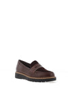 Pitillos Pebbled Leather Metallic Loafers, Brown