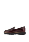 Pitillos Patent Leather Check Texture Loafers, Wine
