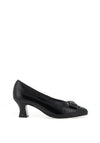 Pitillos Leather Embellished Bow Heeled Shoes, Black