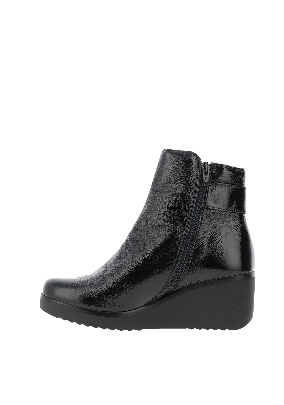 Pitillos Patent Buckled Ankle Boots, Black