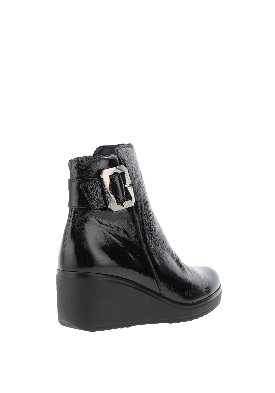 Pitillos Patent Buckled Ankle Boots, Black