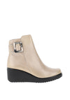 Pitillos Patent Buckled Ankle Boots, Beige