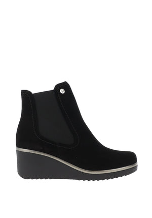 Pitillos Suede Wedge Heel Ankle Boots, Black