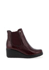 Pitillos Distressed Patent Leather Platform Ankle Boots, Wine