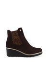 Pitillos Suede Cheetah Detail Wedge Ankle Boots, Brown