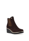Pitillos Suede Cheetah Detail Wedge Ankle Boots, Brown