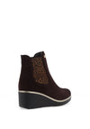 Pitillos Suede Cheetah Detail Wedge Ankle Boots, Brown