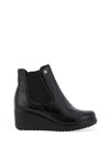 Pitillos Distressed Patent Leather Platform Ankle Boots, Black