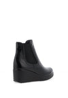 Pitillos Distressed Patent Leather Platform Ankle Boots, Black