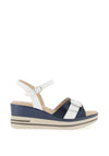 Pitillos Leather Shimmer Wedge Sandals, Navy