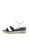 Pitillos Leather Shimmer Wedge Sandals, Navy