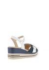 Pitillos Leather Shimmer Wedge Sandals, Navy