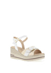 Pitillos Leather Shimmer Wedge Sandals, Gold