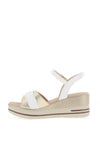 Pitillos Leather Shimmer Wedge Sandals, Gold