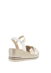 Pitillos Leather Shimmer Wedge Sandals, Gold