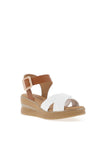 Pitillos Leather Criss Cross Wedge Sandals, White