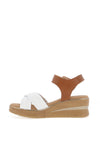 Pitillos Leather Criss Cross Wedge Sandals, White