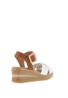 Pitillos Leather Criss Cross Wedge Sandals, White