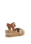 Pitillos Leather Criss Cross Wedge Sandals, Taupe