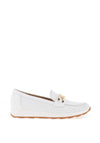 Pitillos Leather Perforated Swirl Link Loafers, White
