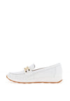 Pitillos Leather Perforated Swirl Link Loafers, White