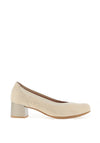 Pitillos Leather Shimmer Embossed Block Heeled Shoes, Gold