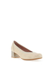 Pitillos Leather Shimmer Embossed Block Heeled Shoes, Gold