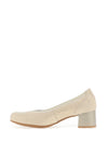 Pitillos Leather Shimmer Embossed Block Heeled Shoes, Gold
