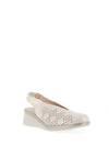 Pitillos Leather Shimmer Perforated Sling Back Shoes, Gold