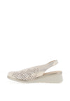 Pitillos Leather Shimmer Perforated Sling Back Shoes, Gold