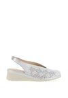 Pitillos Leather Shimmer Perforated Sling Back Shoes, Silver