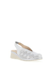 Pitillos Leather Shimmer Perforated Sling Back Shoes, Silver