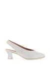 Pitillos Leather Shimmer Embossed Heeled Shoes, Silver