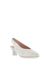 Pitillos Leather Shimmer Embossed Heeled Shoes, Silver