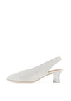 Pitillos Leather Shimmer Embossed Heeled Shoes, Silver
