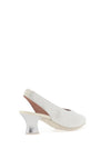 Pitillos Leather Shimmer Embossed Heeled Shoes, Silver