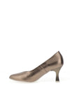 Pitillos Leather Shimmer Tapered Heeled Shoes, Bronze