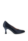 Pitillos Leather Shimmer Tapered Heeled Shoes, Navy