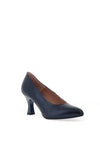 Pitillos Leather Shimmer Tapered Heeled Shoes, Navy